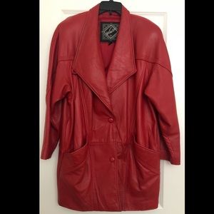 Vintage WINLIT Red Leather Jacket/Boyfriend Blazer